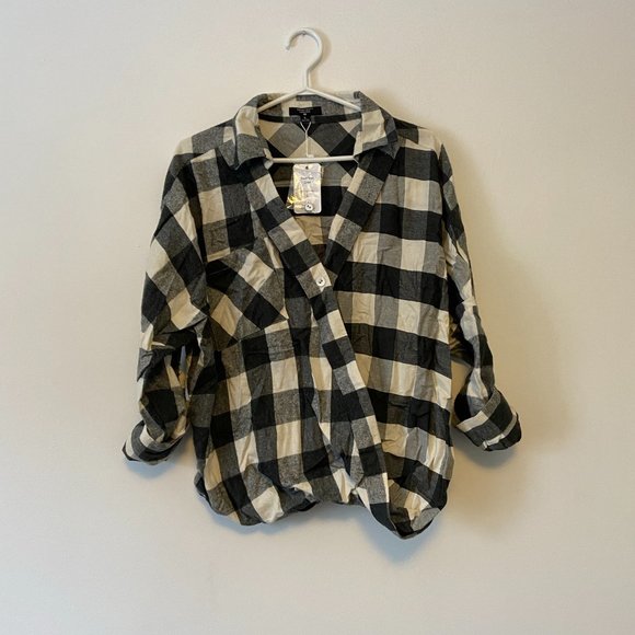 NWT Against Nudity Black and White Plaid Shirt - Picture 2 of 5